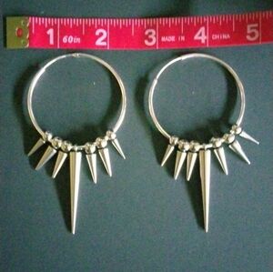 Silver Spike Hoop Earrings - Edgy Women’s Jewelry